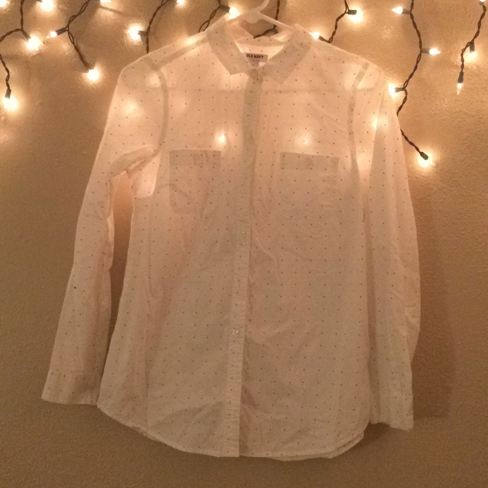 White/pink dots Old Navy button-up, S